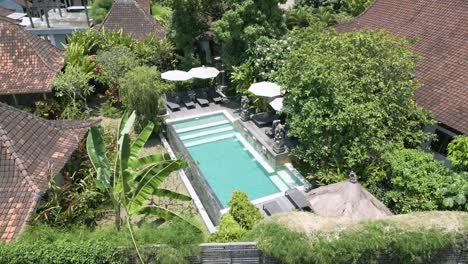 drone view of villa pool in sukowati, gianyar