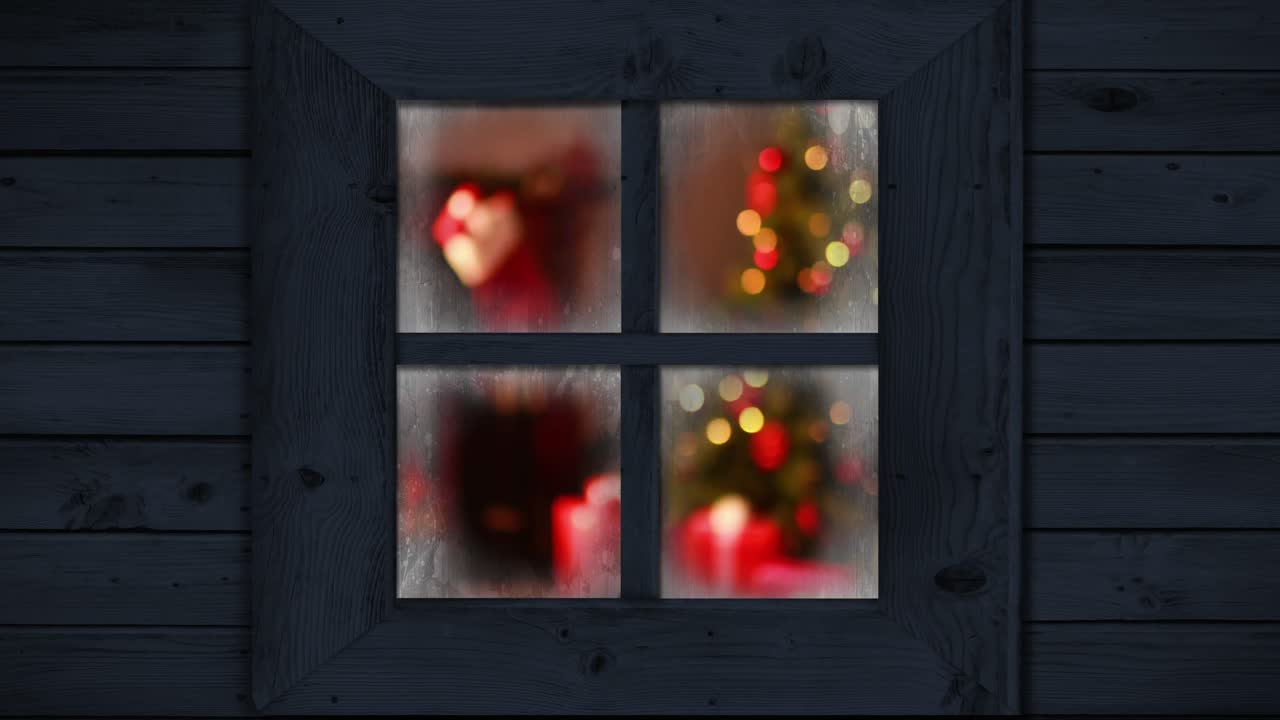 Christmas lights seen through window 4k