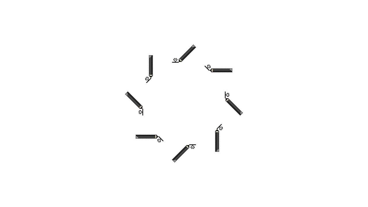 Pixel Art Pencil Spinning Circle Animated Overlay Transparent 30fps (6)