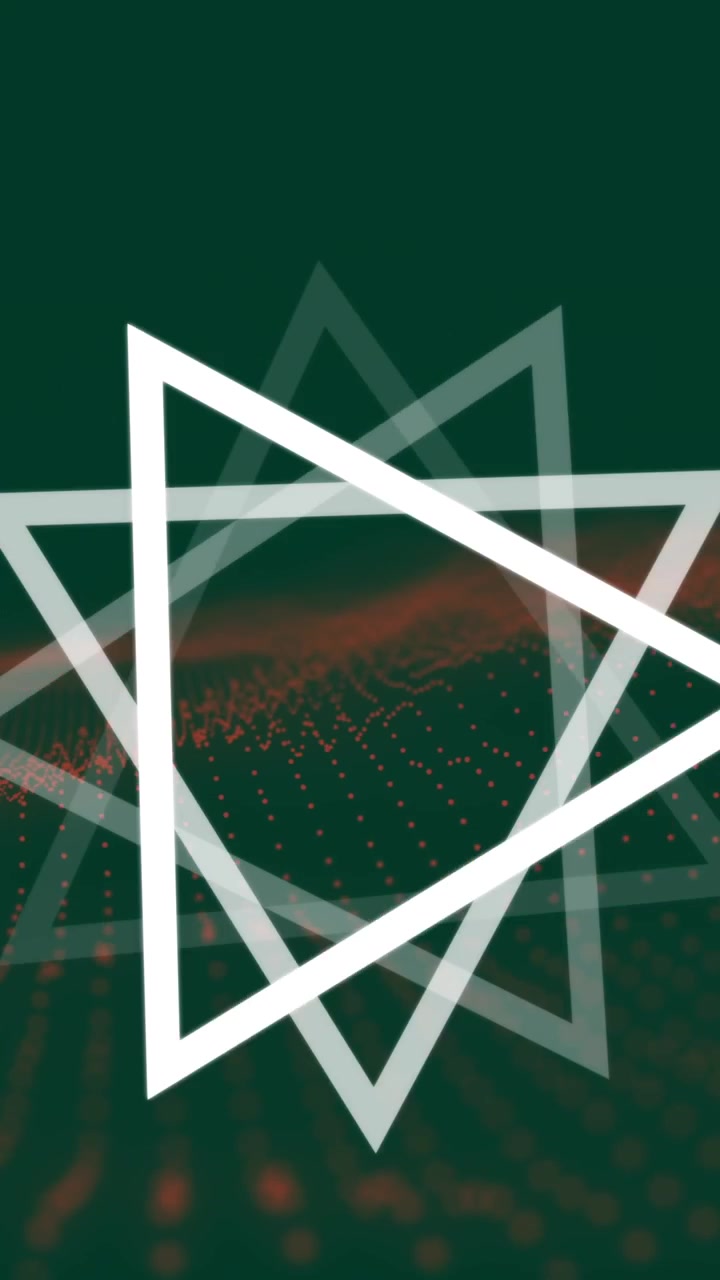 Animation of triangles and spots on black background