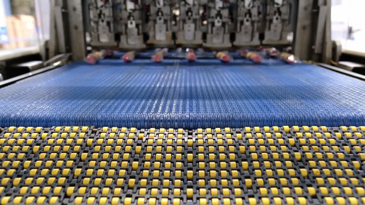 Popsicle icecream factory producing on production line