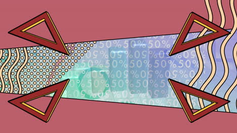 animación del espacio de copia rosa y formas en movimiento sobre gráficos y estadísticas de finanzas y negocios