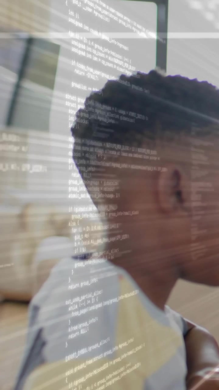 Vertical video: Child turning head after adult touch for comfort, tech code streaming over face