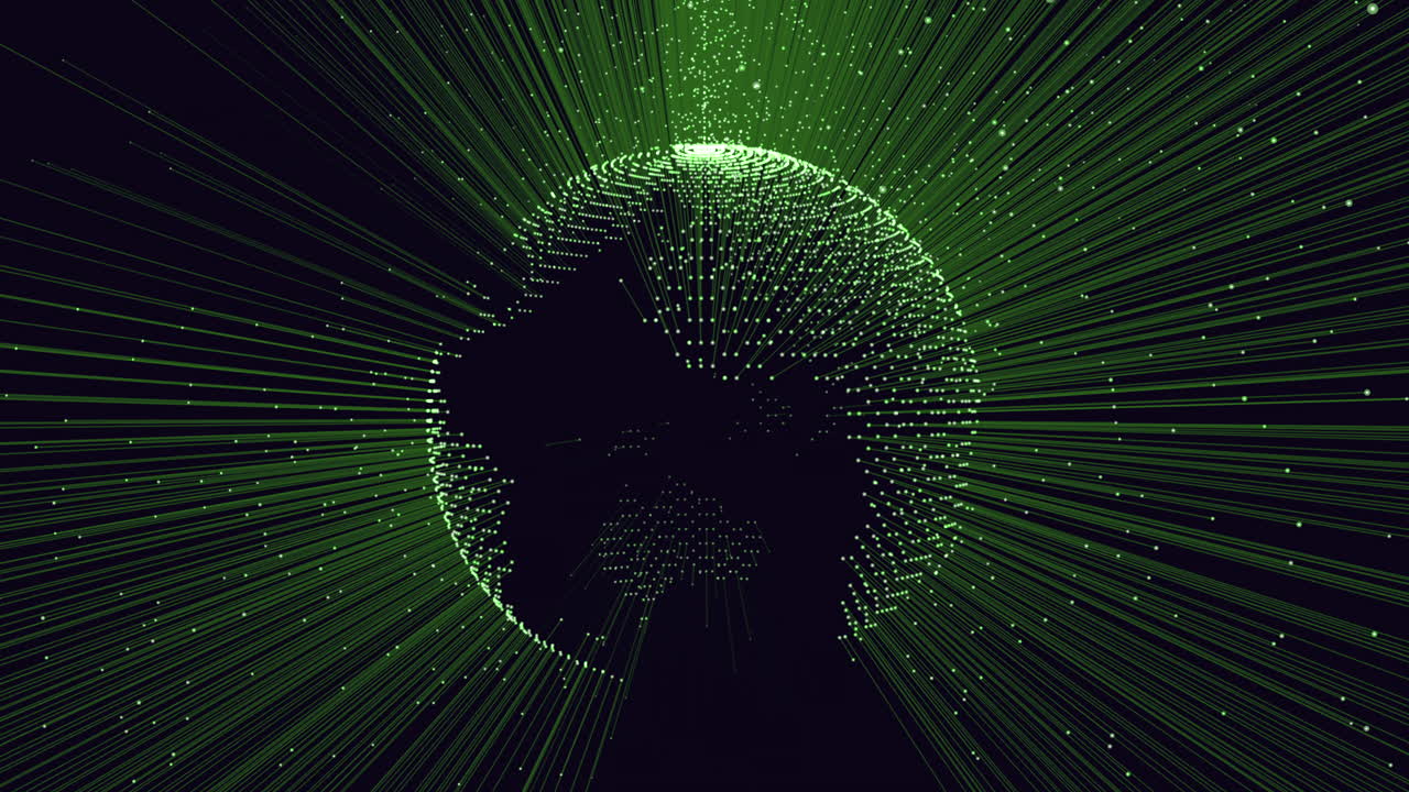 esfera verde futurista con líneas y puntos - fondo abstracto renderizado en 3d
