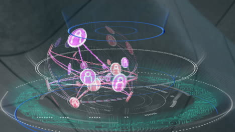 Animation of media icons over scope scanning
