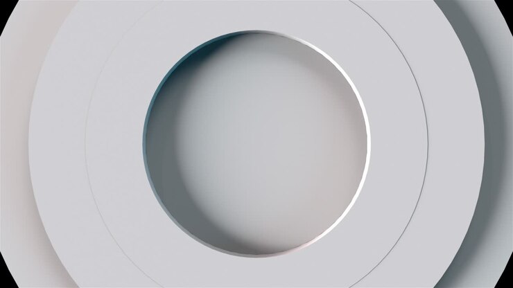 Computer generated a set of abstract circles on different levels. 3d rendering of elegant white background