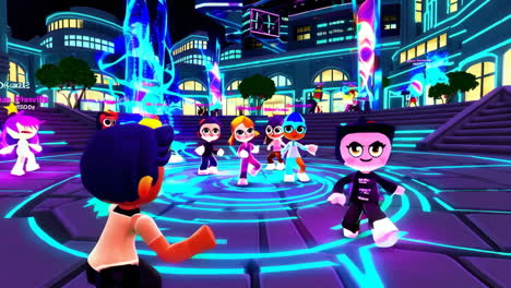 Nighttime Virtual Party in Neon City
