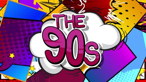 the 90s. motion poster. 4k animated comic book word