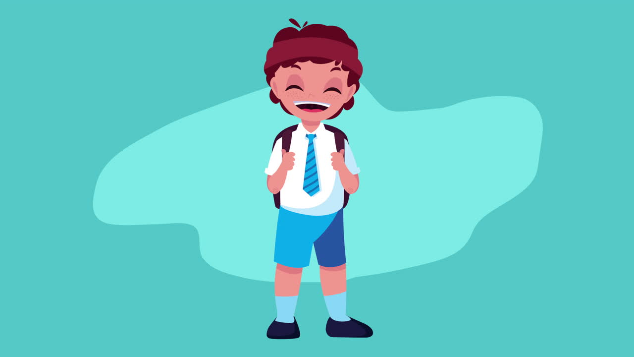 de volta à escola animação com pequeno estudante