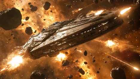 millennium falcon in a space battle