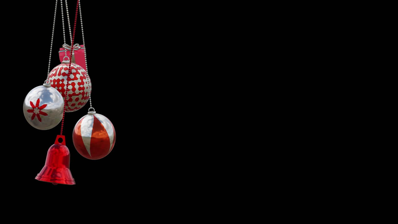 animación de bolas de navidad en fondo negro