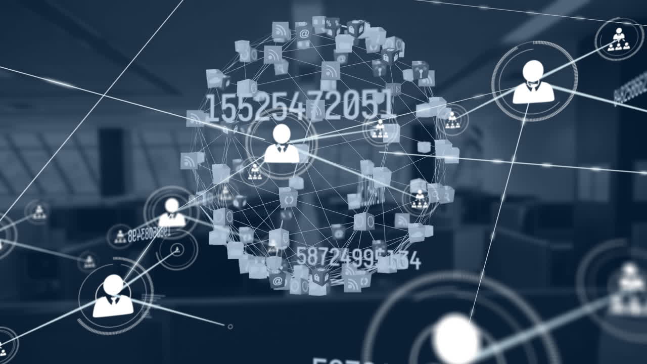 Animazione di una rete di connessioni su ufficio