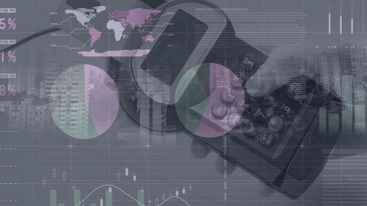 Animation of graphs over payment terminal with card