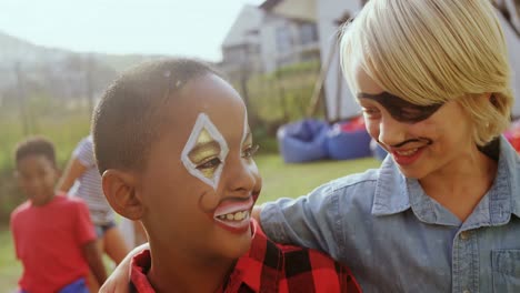 Happy friends with face paint 4k