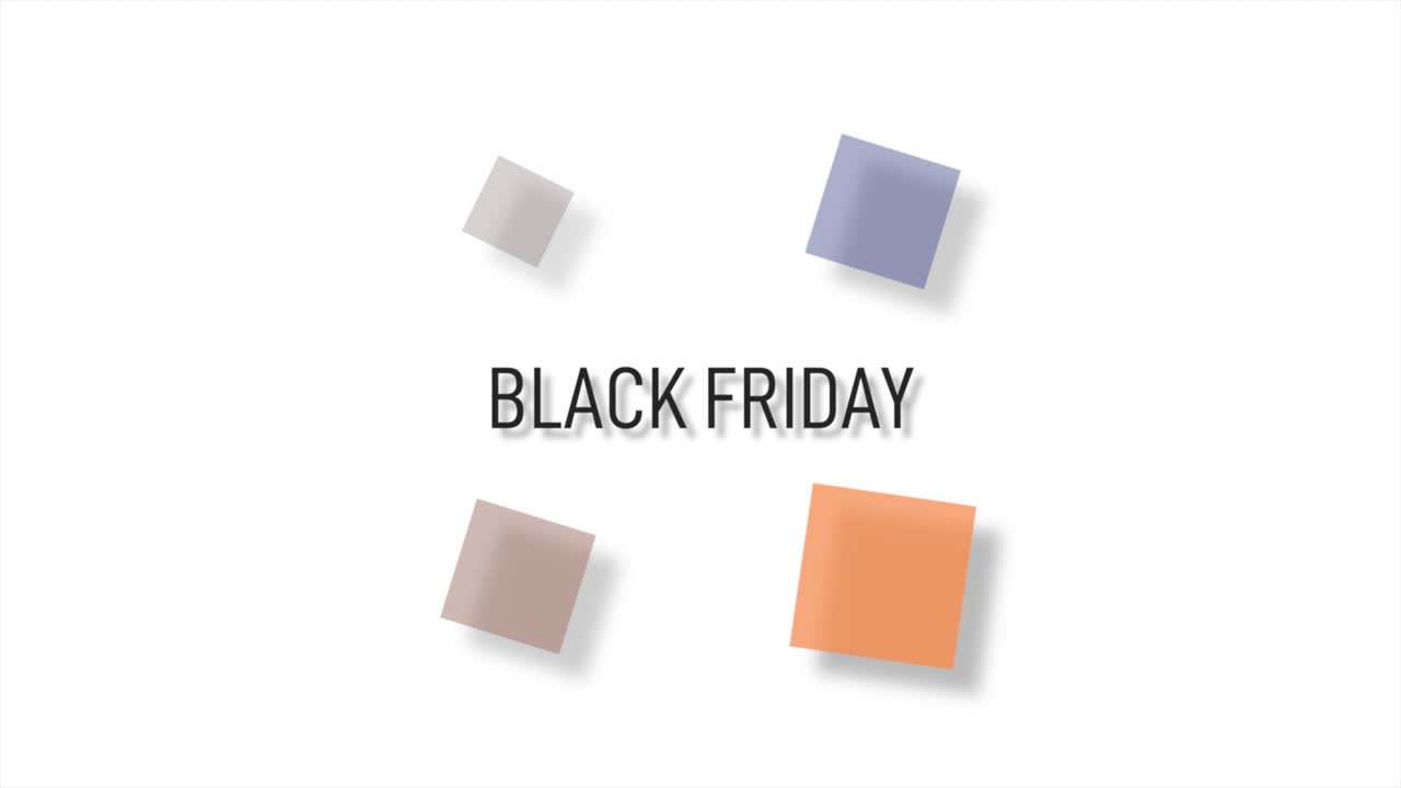 Modern Black Friday text with squares pattern on white gradient
