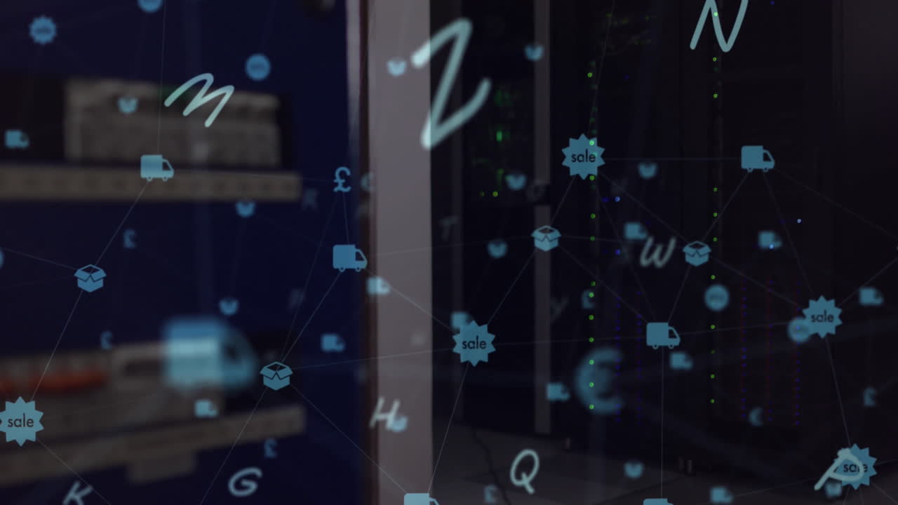 animación de la red de conexiones a través de servidores informáticos