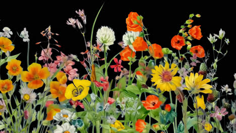 wildflower border animated overlay, transparent 4k video, alpha channel, prores 4444