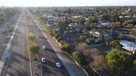 traffic on streets of southwest american city of scottsdale, arizona - aerial