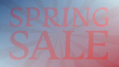 animación del texto de la venta de primavera en rayas sobre fondo azul