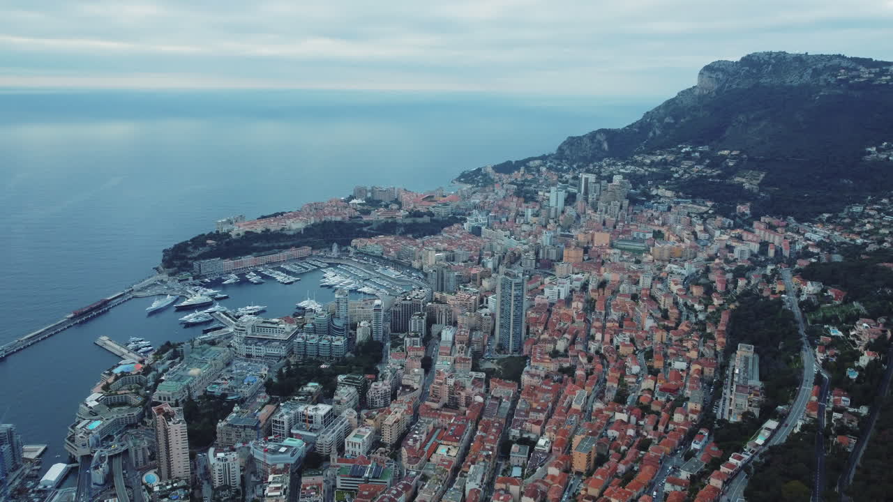모나코 도시 풍경의 공중 풍경