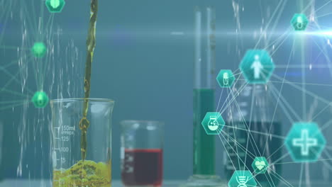 animación de la red de conexiones a través de equipos químicos