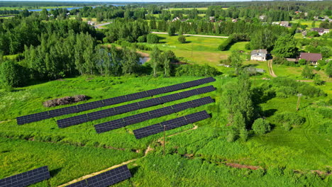 Greenery-Rural-Landscape-With-Solar-Panel-Power-Plant