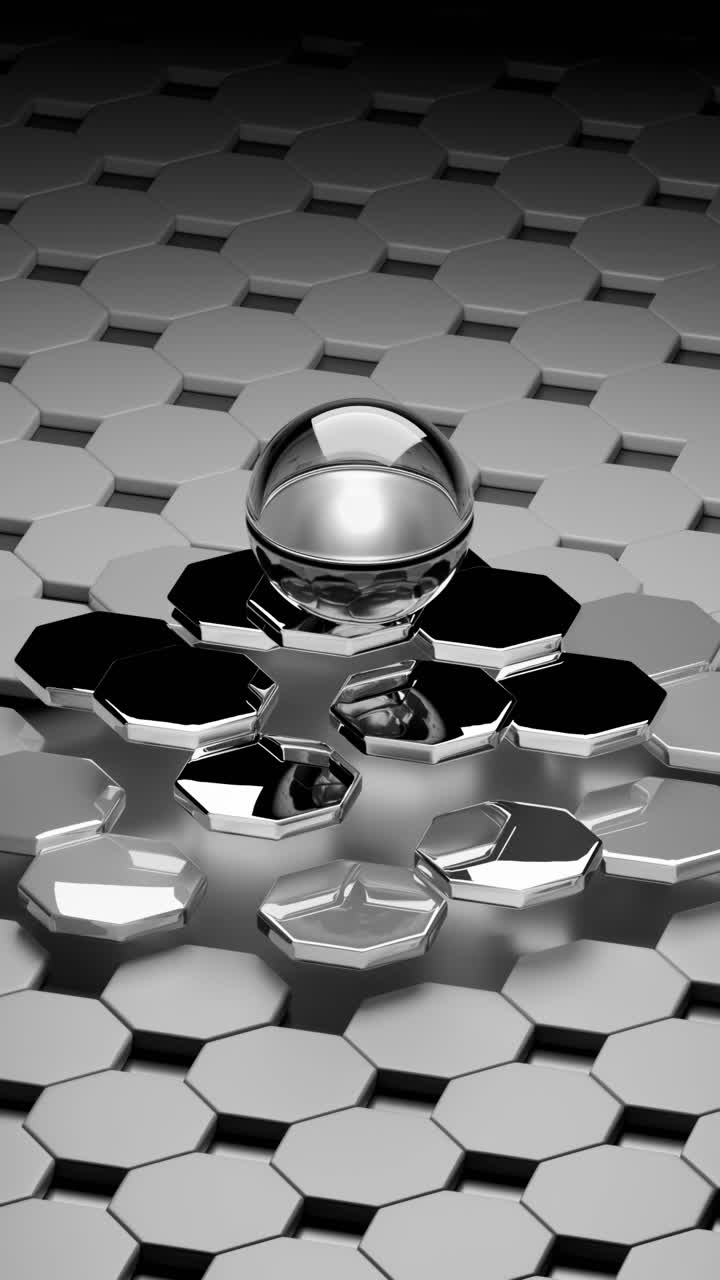 Abstract 3D Sphere on Hexagonal Tiles