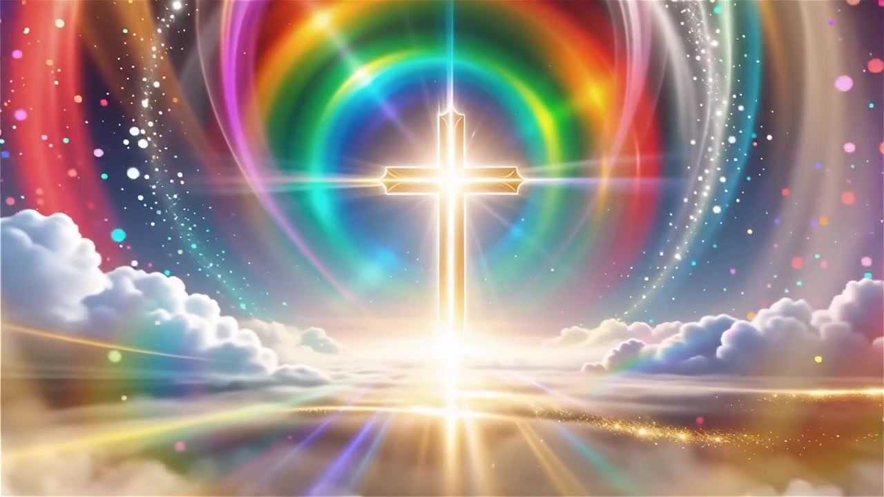Christian Cross Heavenly Light Worship Background