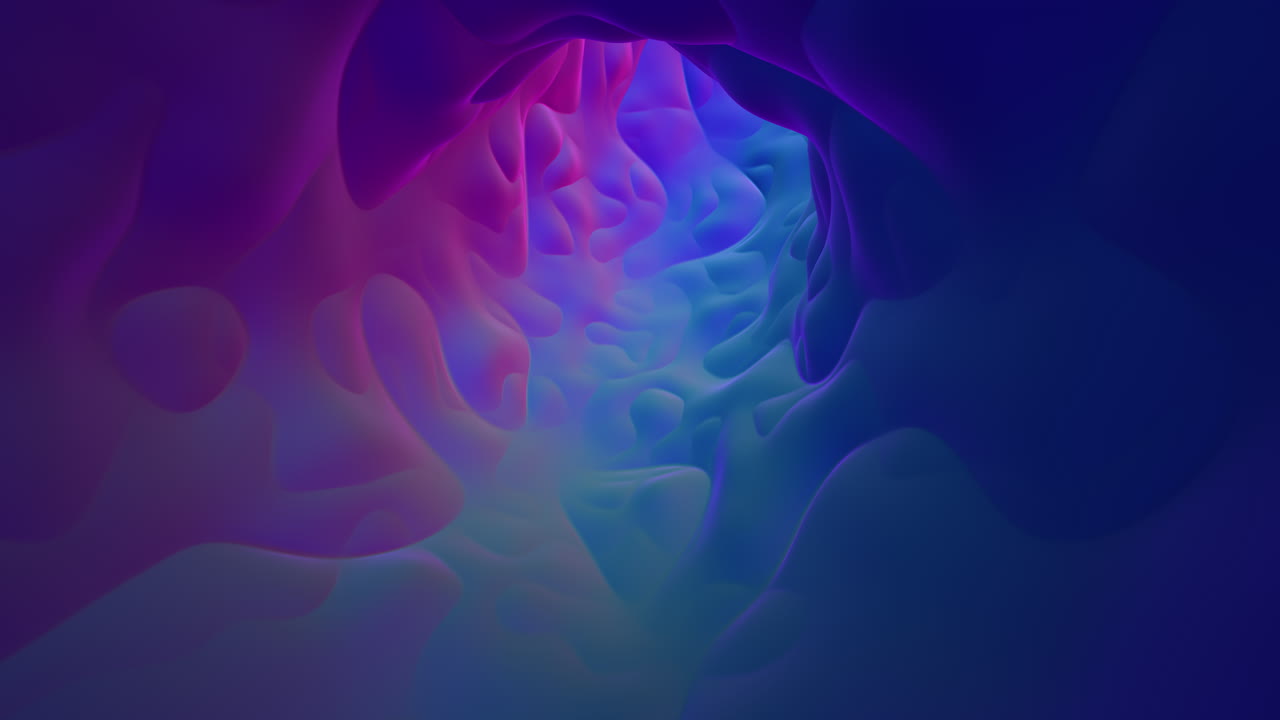 Vibrant 3d rendering of pulsating cave patterns in purple, blue, and pink