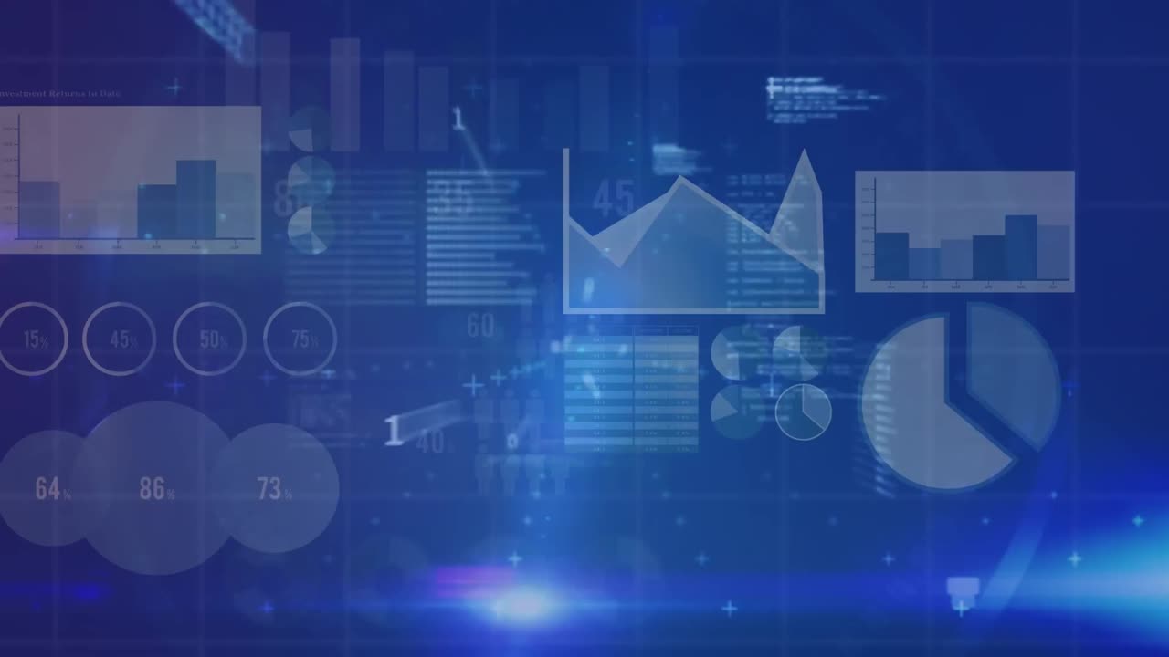 animación del procesamiento de datos sobre un fondo oscuro