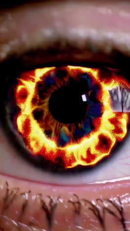 close-up of an eye with colorful effects