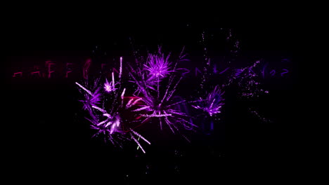 happy independence day greeting and violet fireworks 4k