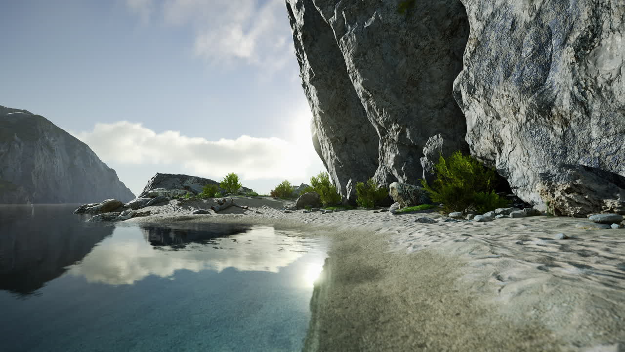 섬 의 바위 절벽 과 에메랄드 바다