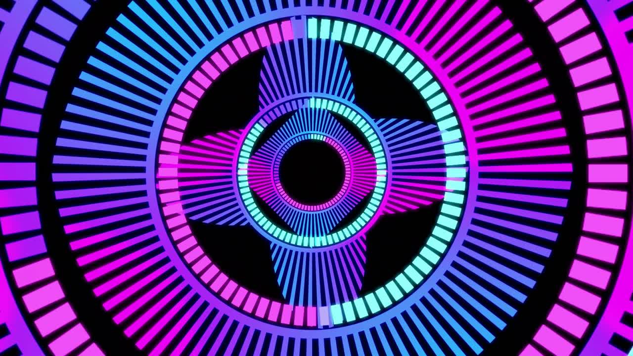 Dynamic Abstract Equalizer with Pulsing Neon Circles and Lines