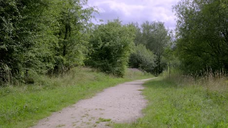 Young-woman-walking-through-stamford-park-with-her-BMX