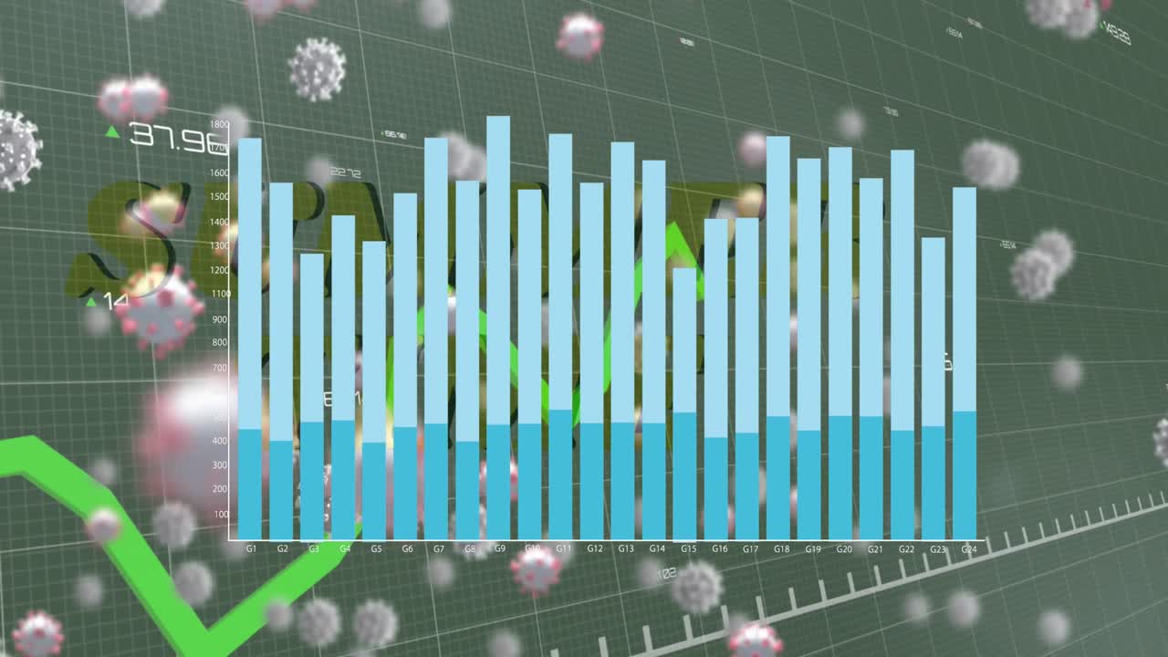 바이러스 세포에 대한 데이터 처리의 애니메이션