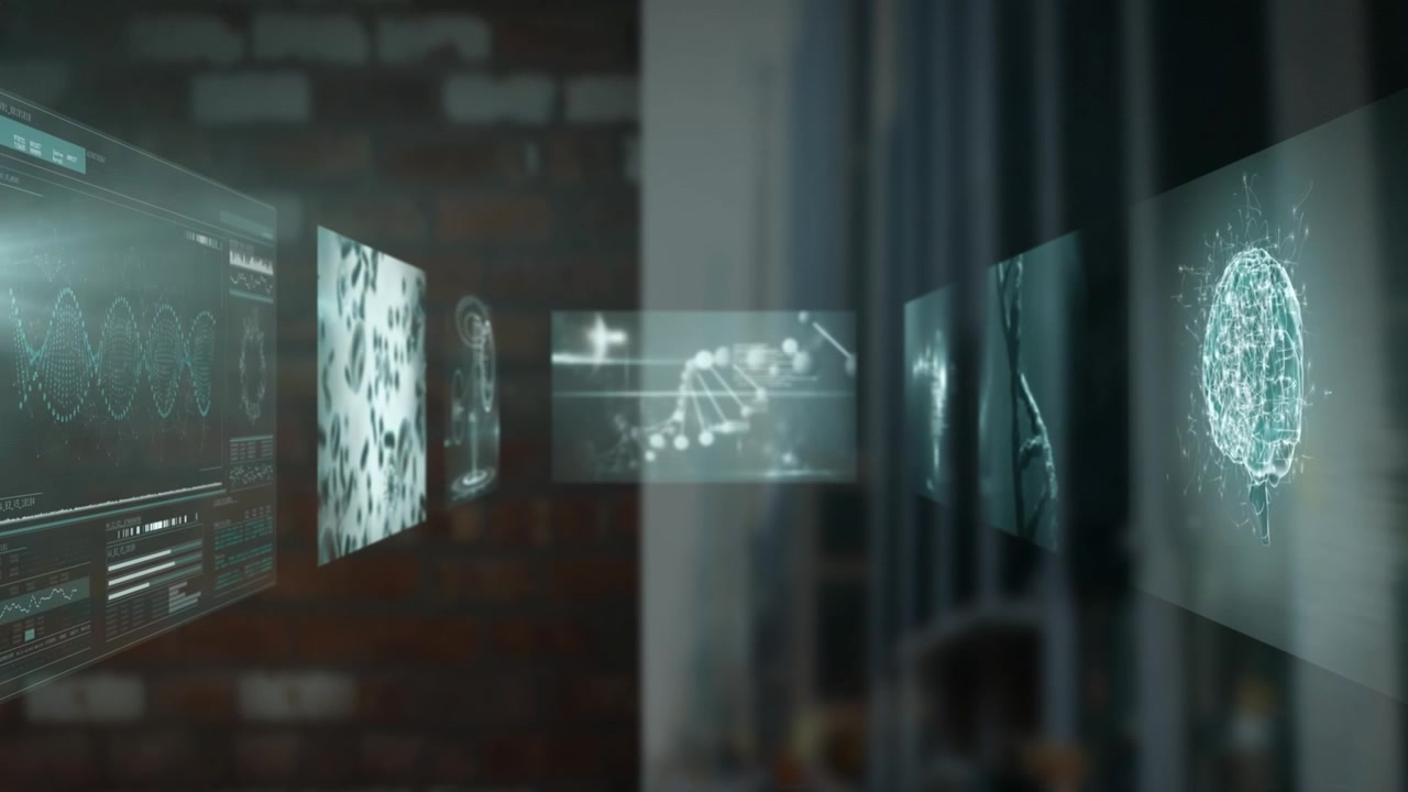 Animazione dell'elaborazione dati su sfondo nero