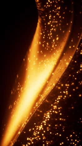 golden glowing particles in glass geometry, 3d rendering.