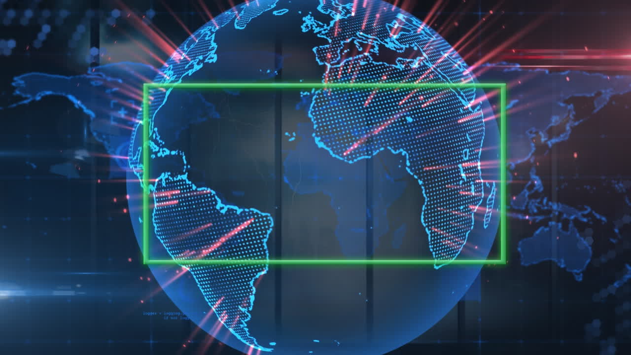 animación del cuadro con globo y mapa del mundo sobre la ventana