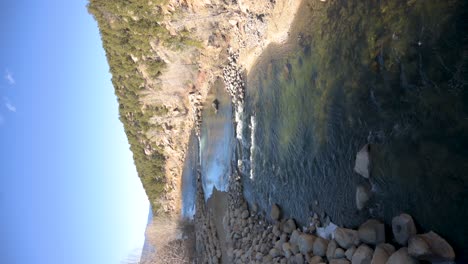 looking down on the buena vista river park in colorado during the day with no people, vertical