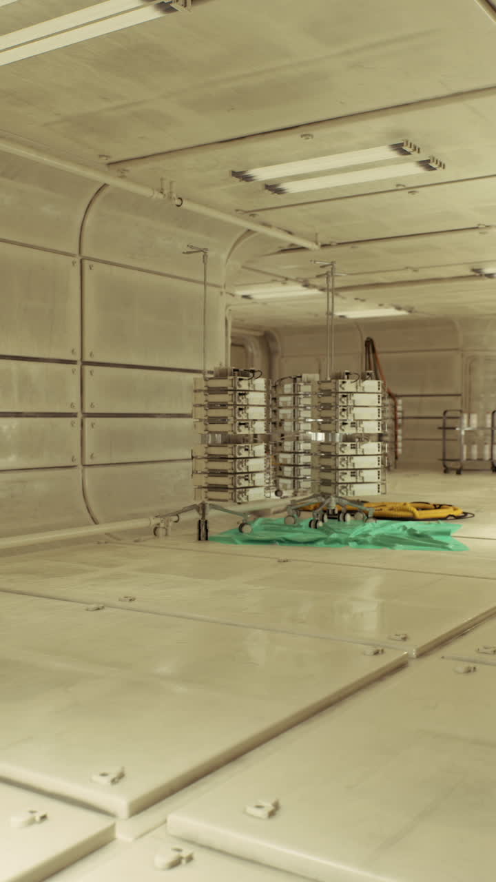 Industrial setup prepared ready equipment with organized storage