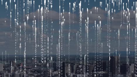 animación del procesamiento de datos sobre el paisaje urbano