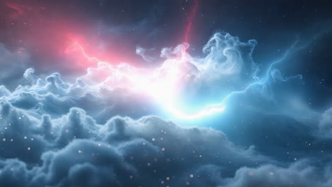 vibrant cosmic lightning storm in a cloudscape