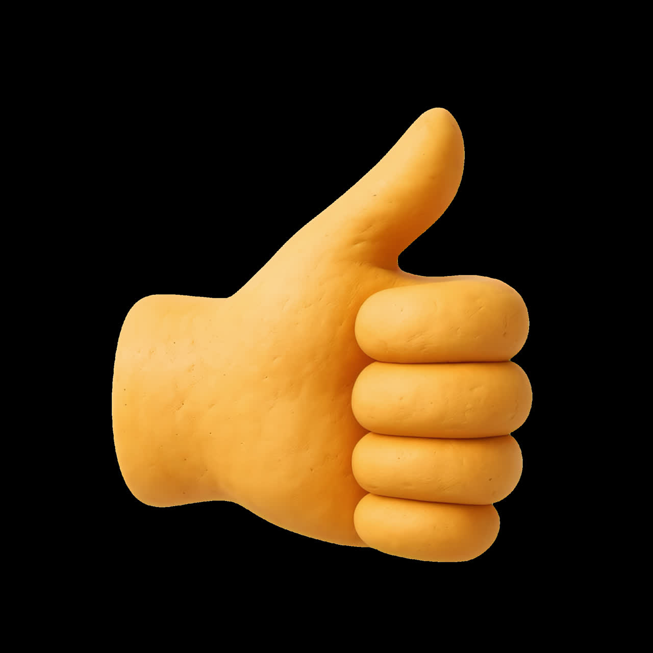 3D thumbs-up gesture icon animation isolated asset, transparent 4K video, alpha channel, ProRes 4444
