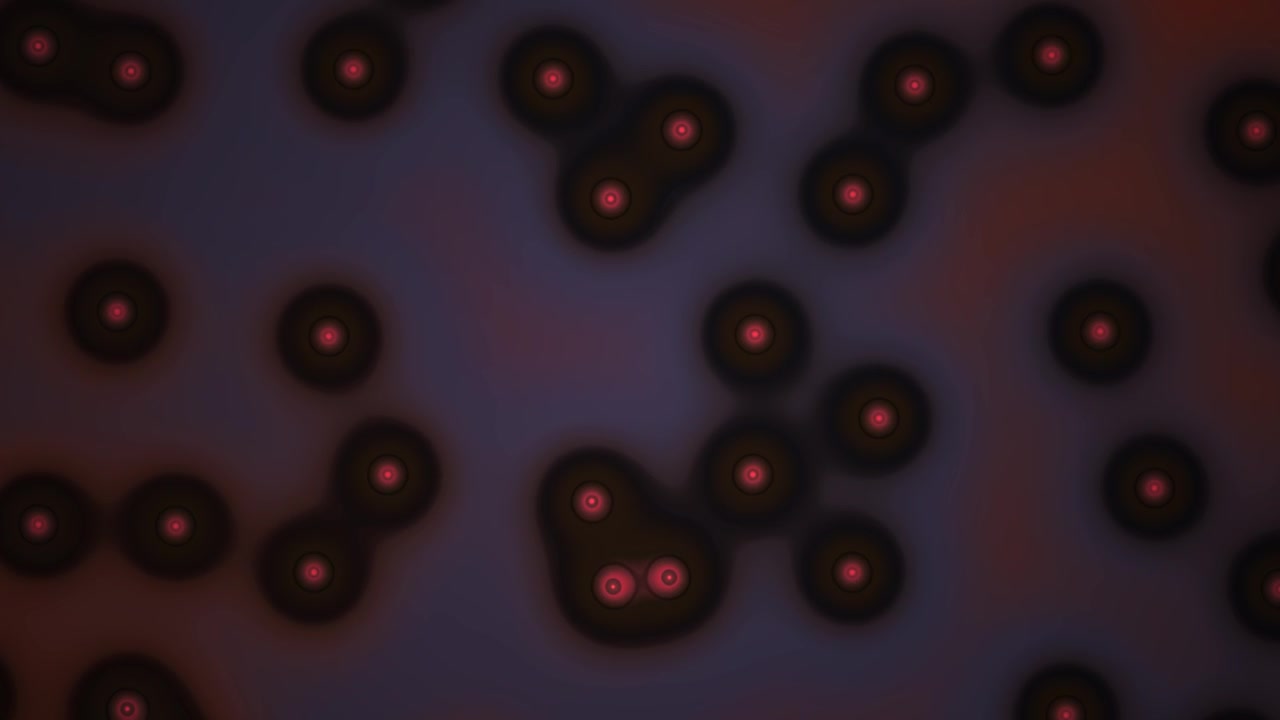 Abstract Animation of Glowing Red Particles Moving on Dark Background