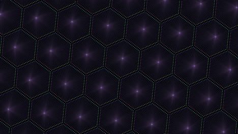 Digital-neon-hexagons-pattern-in-rows-with-neon-dots-on-dark-gradient
