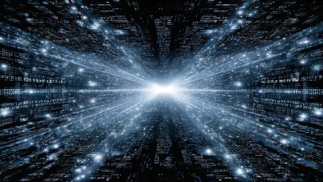 A Stunning Visual Journey Through a Digital Cosmos: Exploring the Vastness of Light and Data in an Infinite Stream of Information and Energy