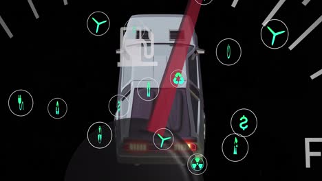 animación de iconos ecológicos sobre la conducción de automóviles