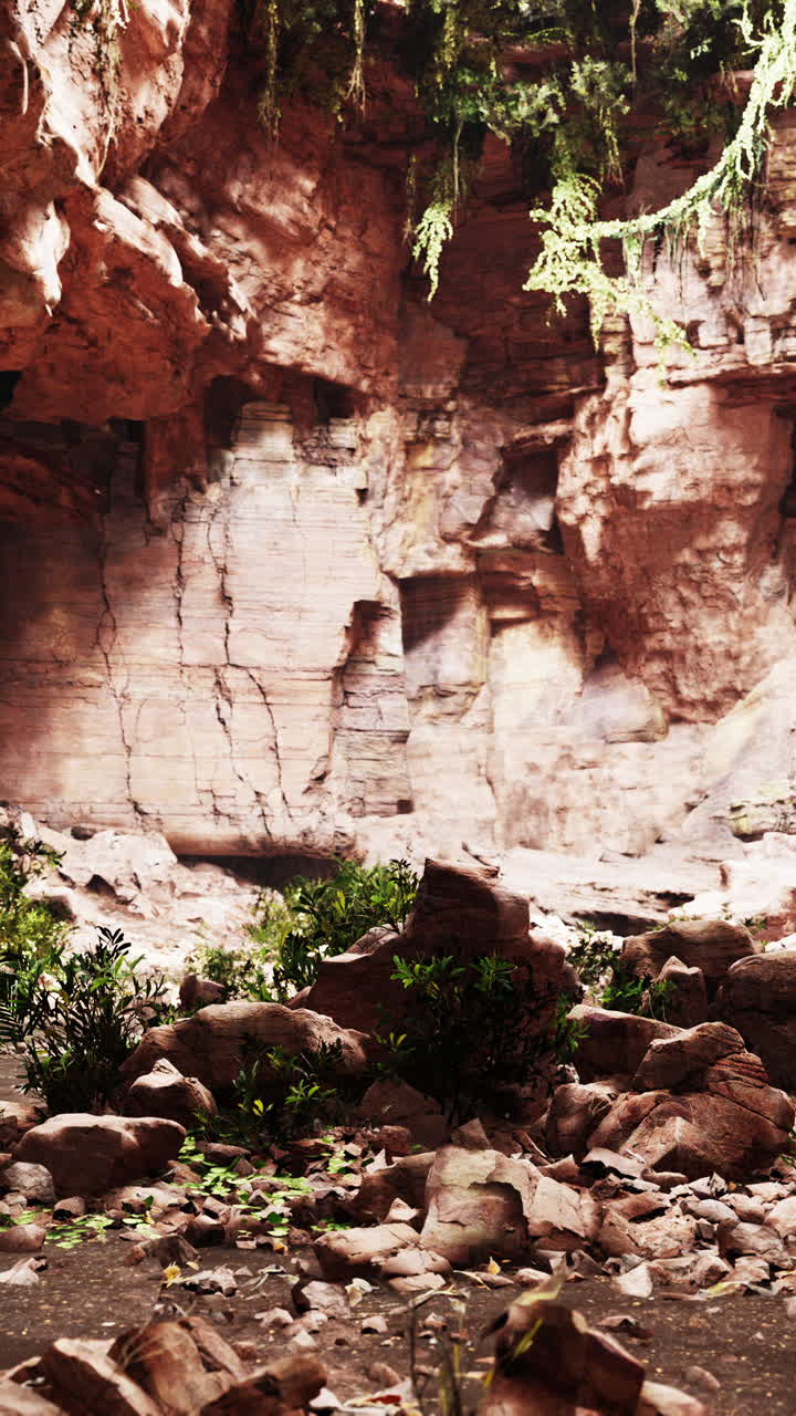 una vista de una abertura de cueva en una montaña rocosa