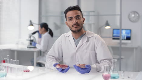 scientist examining samples in a laboratory